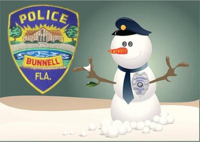 snowman with a police badge