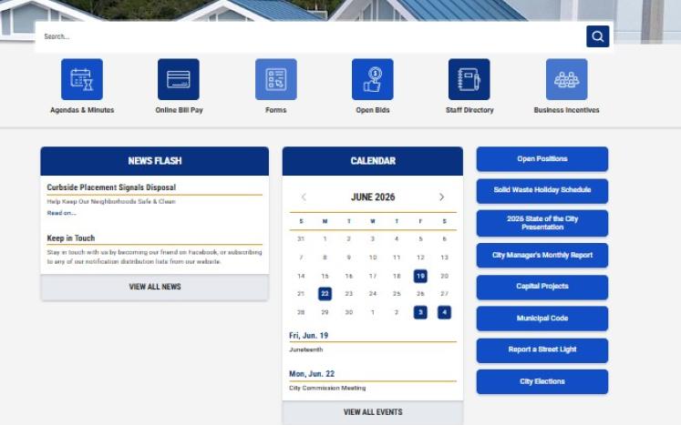 Landing page of the newly designed website